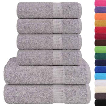 6-tlg. Handtuch-Set Grau 360 g/m² 100% Baumwolle