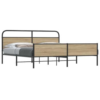 ARDEBO.de - Metallbett ohne Matratze Räuchereiche 193x203 cm