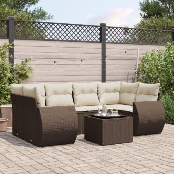 ARDEBO.de - 7-tlg. Garten-Sofagarnitur mit Kissen Braun Poly Rattan