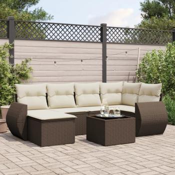 ARDEBO.de - 7-tlg. Garten-Sofagarnitur mit Kissen Braun Poly Rattan