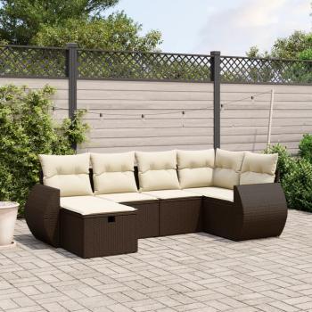 ARDEBO.de - 6-tlg. Garten-Sofagarnitur mit Kissen Braun Poly Rattan