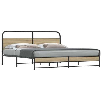 ARDEBO.de - Metallbett ohne Matratze Räuchereiche 193x203 cm