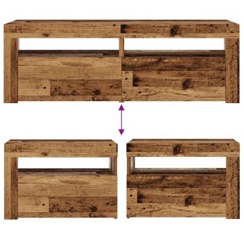 Nachttische 2 Stk. mit LEDs Altholz-Optik 60x35x40 cm
