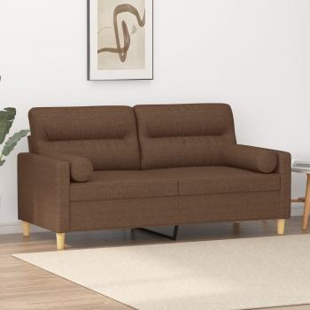 ARDEBO.de - 2-Sitzer-Sofa mit Zierkissen Braun 140 cm Stoff