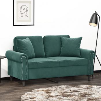 ARDEBO.de - 2-Sitzer-Sofa mit Zierkissen Dunkelgrün 120 cm Samt