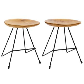 Hocker 2 Stk. Teak Massivholz