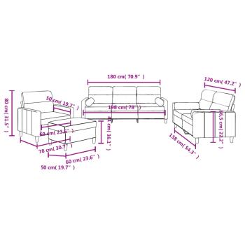 4-tlg. Sofagarnitur mit Kissen Taupe Stoff