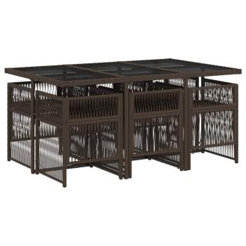 7-tlg. Garten-Essgruppe mit Kissen Braun Poly Rattan