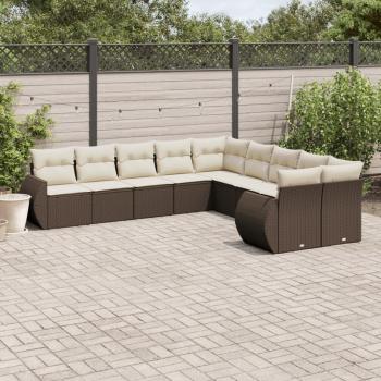 ARDEBO.de - 10-tlg. Garten-Sofagarnitur mit Kissen Braun Poly Rattan