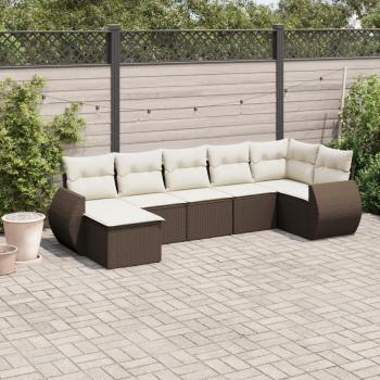 ARDEBO.de - 7-tlg. Garten-Sofagarnitur mit Kissen Braun Poly Rattan