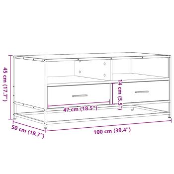 Couchtisch Schwarz 100x50x45 cm Holzwerkstoff und Metall