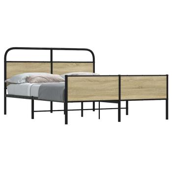 ARDEBO.de - Metallbett ohne Matratze Sonoma-Eiche 150x200 cm