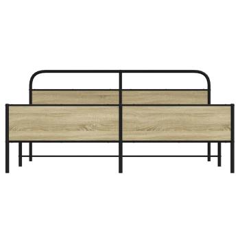 Metallbett ohne Matratze Sonoma-Eiche 200x200 cm