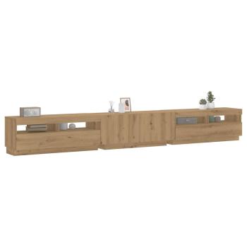 ARDEBO.de - TV-Schrank mit LED-Leuchten Artisan-Eiche 300x35x40 cm
