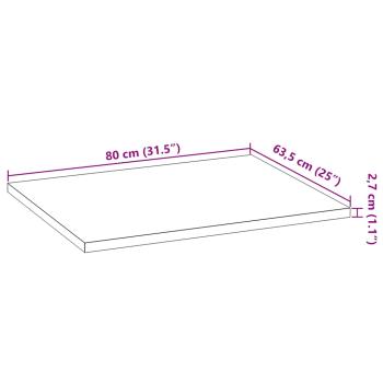 Küchenarbeitsplatte 80x63,5x2,7 cm Massivholz Eiche Rechteckig