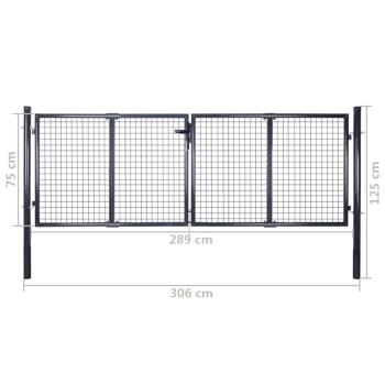 Mesh-Gartentor Verzinkter Stahl 289 x 75 cm Grau