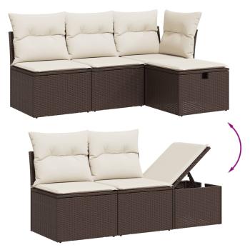 ARDEBO.de - 7-tlg. Garten-Sofagarnitur mit Kissen Braun Poly Rattan