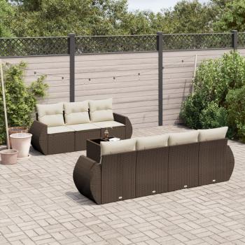 ARDEBO.de - 8-tlg. Garten-Sofagarnitur mit Kissen Braun Poly Rattan