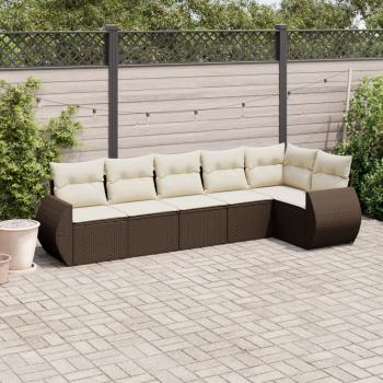ARDEBO.de - 6-tlg. Garten-Sofagarnitur mit Kissen Braun Poly Rattan