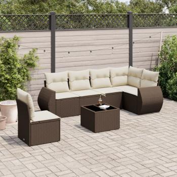 ARDEBO.de - 7-tlg. Garten-Sofagarnitur mit Kissen Braun Poly Rattan