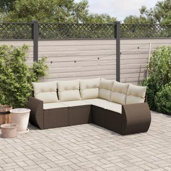 ARDEBO.de - 5-tlg. Garten-Sofagarnitur mit Kissen Braun Poly Rattan
