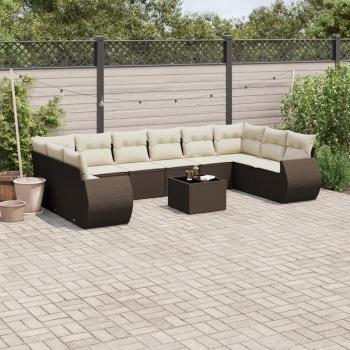 ARDEBO.de - 11-tlg. Garten-Sofagarnitur mit Kissen Braun Poly Rattan