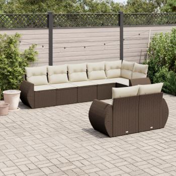 ARDEBO.de - 8-tlg. Garten-Sofagarnitur mit Kissen Braun Poly Rattan