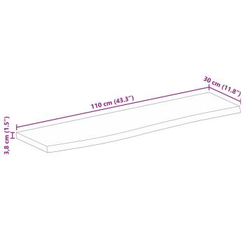Tischplatte 110x30x3,8 cm Baumkante Massivholz Raues Mangoholz