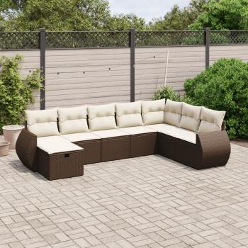 ARDEBO.de - 8-tlg. Garten-Sofagarnitur mit Kissen Braun Poly Rattan