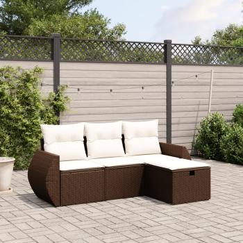 ARDEBO.de - 4-tlg. Garten-Sofagarnitur mit Kissen Braun Poly Rattan
