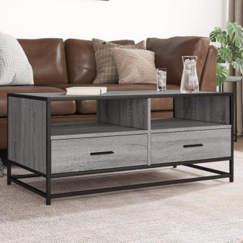 ARDEBO.de - Couchtisch Grau Sonoma 100x50x45 cm Holzwerkstoff und Metall