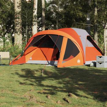 Tunnel-Familienzelt 6 Personen Grau und Orange Wasserdicht