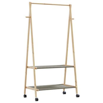 ARDEBO.de - Kleiderständer mit Ablagen und Rollen 96x45,5x155,5 cm Bambus