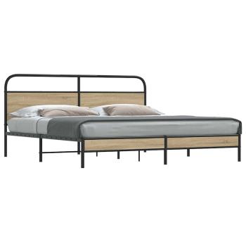 ARDEBO.de - Metallbett ohne Matratze Räuchereiche 193x203 cm