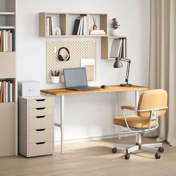ARDEBO.de - Schreibtischplatte Hellbraun 140x50x2,5 cm Massivholz Eiche