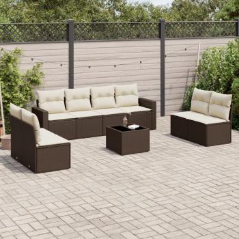 ARDEBO.de - 9-tlg. Garten-Sofagarnitur mit Kissen Braun Poly Rattan