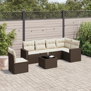 ARDEBO.de - 7-tlg. Garten-Sofagarnitur mit Kissen Braun Poly Rattan