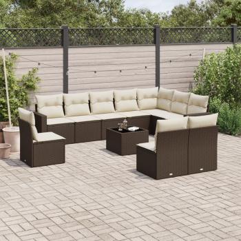 ARDEBO.de - 11-tlg. Garten-Sofagarnitur mit Kissen Braun Poly Rattan
