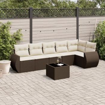 ARDEBO.de - 7-tlg. Garten-Sofagarnitur mit Kissen Braun Poly Rattan