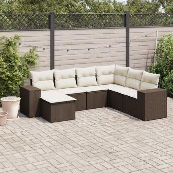 ARDEBO.de - 7-tlg. Garten-Sofagarnitur mit Kissen Braun Poly Rattan