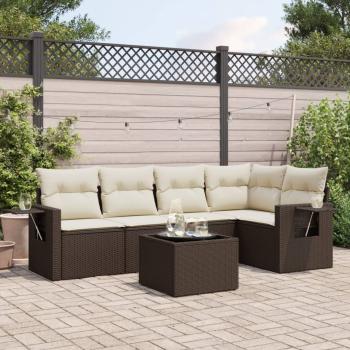 ARDEBO.de - 6-tlg. Garten-Sofagarnitur mit Kissen Braun Poly Rattan
