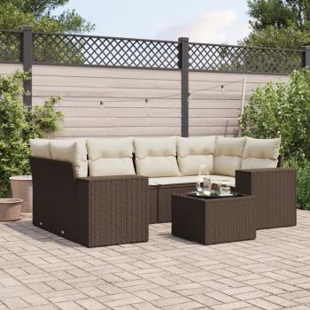 ARDEBO.de - 7-tlg. Garten-Sofagarnitur mit Kissen Braun Poly Rattan