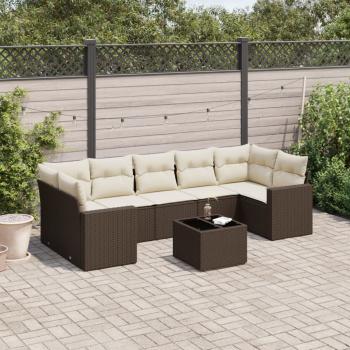 ARDEBO.de - 8-tlg. Garten-Sofagarnitur mit Kissen Braun Poly Rattan
