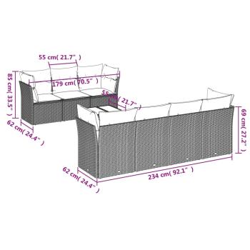ARDEBO.de - 8-tlg. Garten-Sofagarnitur mit Kissen Braun Poly Rattan