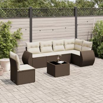 ARDEBO.de - 7-tlg. Garten-Sofagarnitur mit Kissen Braun Poly Rattan