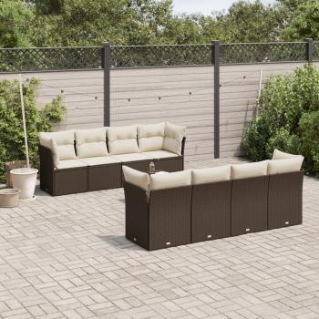 ARDEBO.de - 9-tlg. Garten-Sofagarnitur mit Kissen Braun Poly Rattan