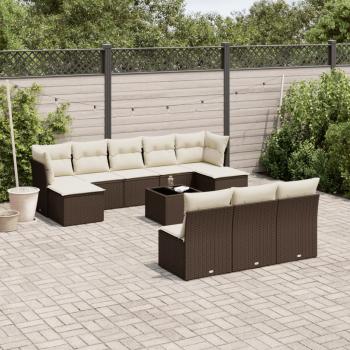 ARDEBO.de - 11-tlg. Garten-Sofagarnitur mit Kissen Braun Poly Rattan