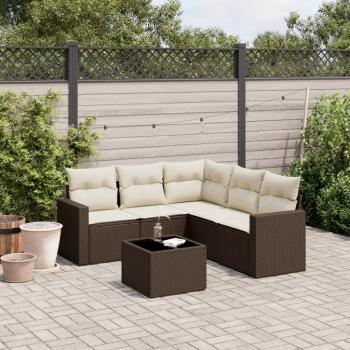 ARDEBO.de - 6-tlg. Garten-Sofagarnitur mit Kissen Braun Poly Rattan