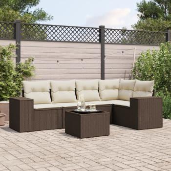 ARDEBO.de - 6-tlg. Garten-Sofagarnitur mit Kissen Braun Poly Rattan