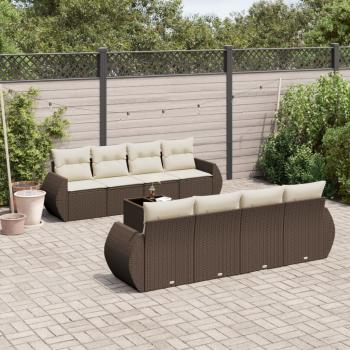 ARDEBO.de - 9-tlg. Garten-Sofagarnitur mit Kissen Braun Poly Rattan